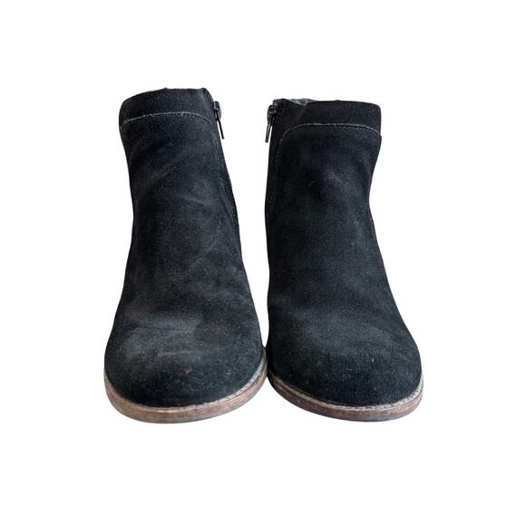 Lucky Brand Yabba Black Suede Wedge Ankle Booties Sz 9 - Picture 2 of 9